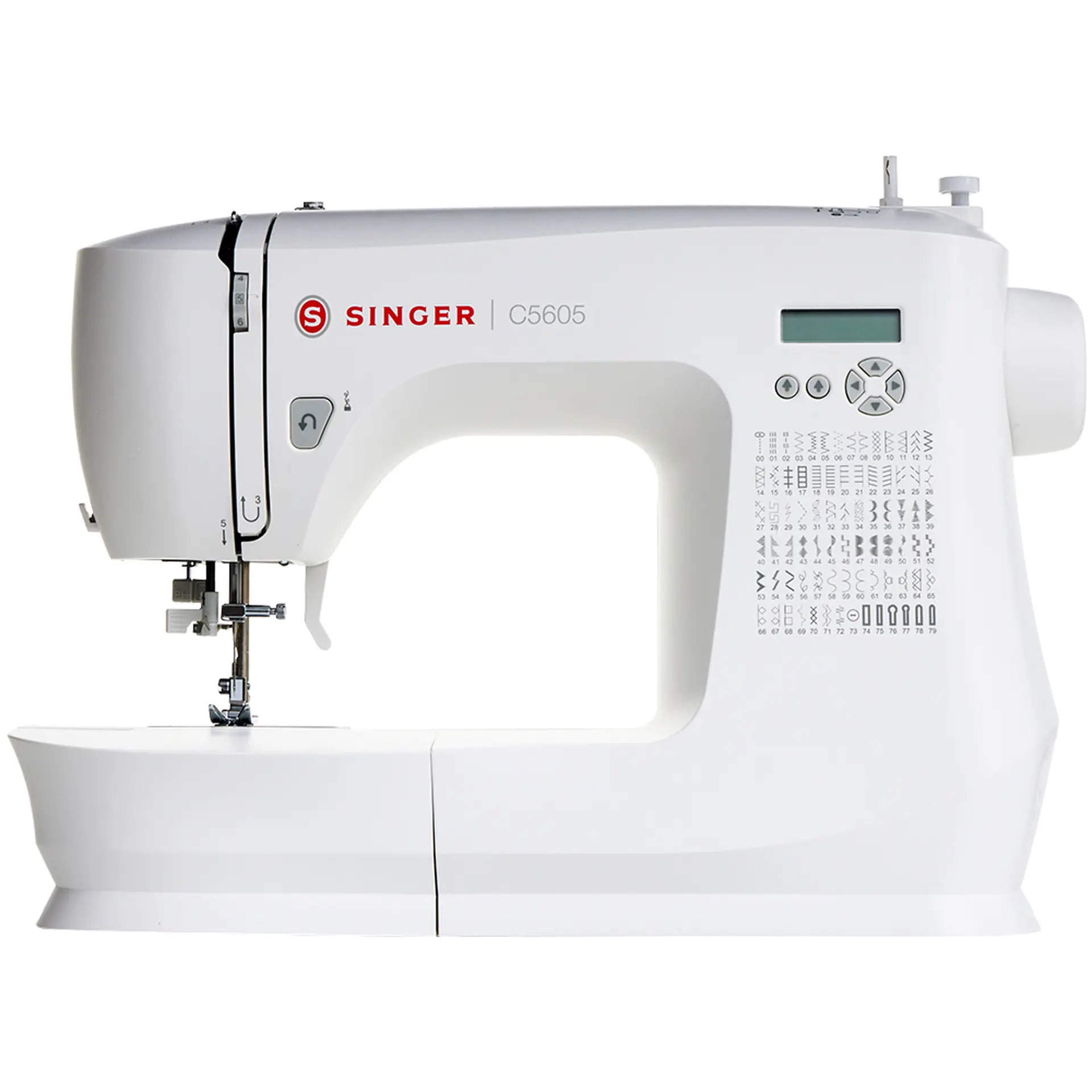 Máquina de Costura Eletrônica Singer C5605 80 Pontos com 6 Casas de Botão - Branco - 110 Volts