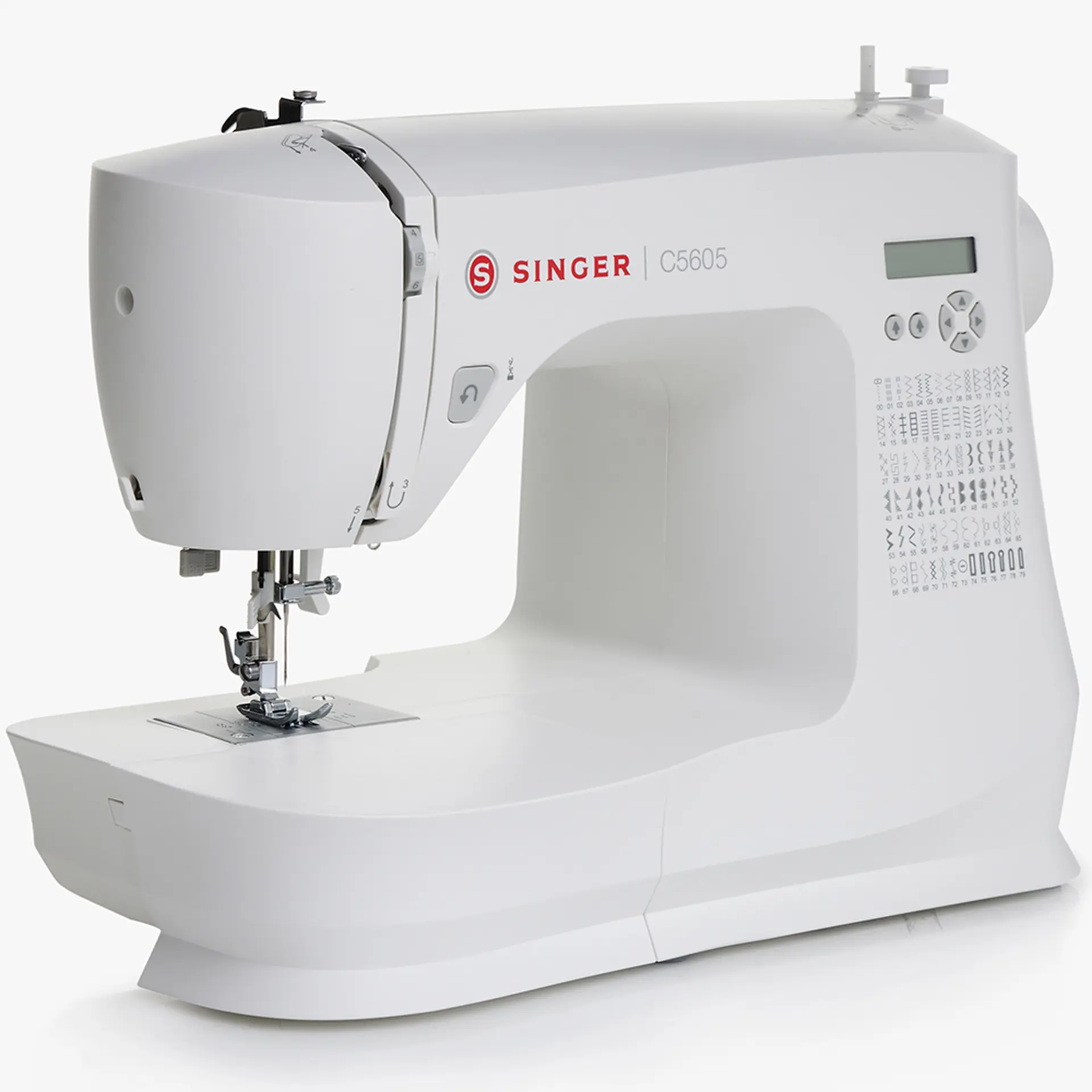 Máquina de Costura Eletrônica Singer C5605 80 Pontos com 6 Casas de Botão - Branco - 110 Volts