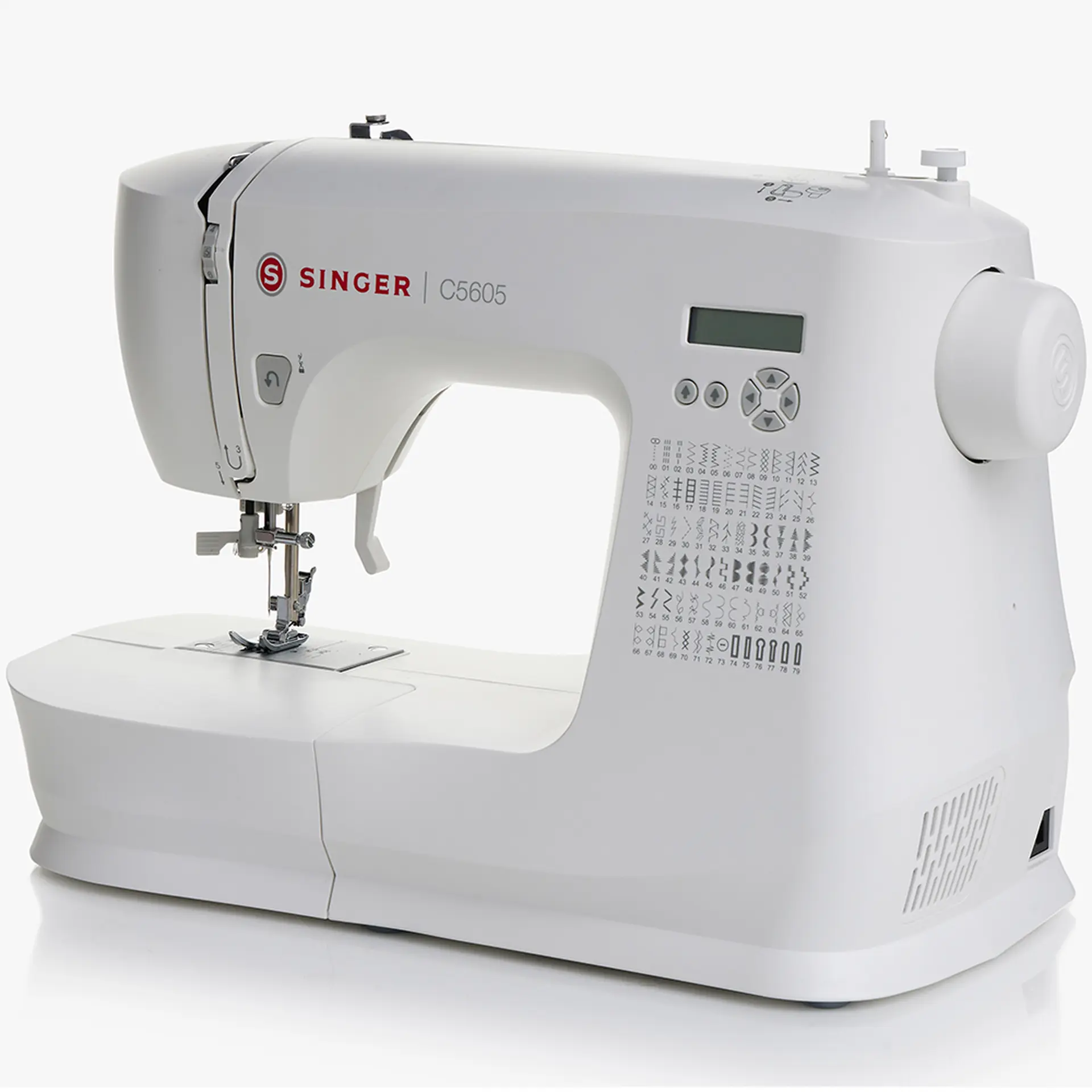 Máquina de Costura Eletrônica Singer C5605 80 Pontos com 6 Casas de Botão - Branco - 110 Volts