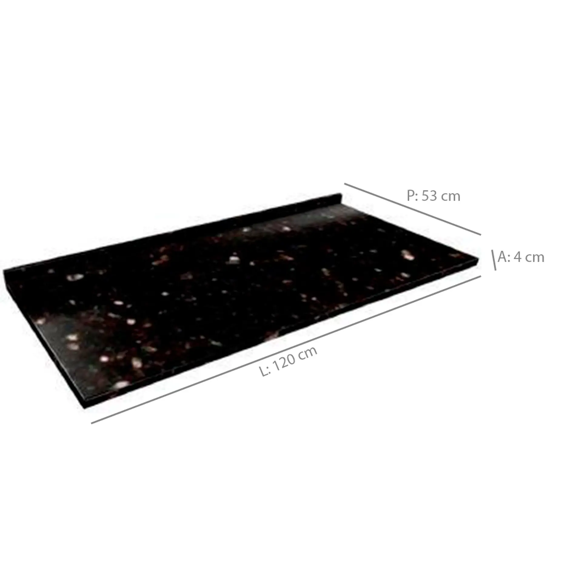 Tampo de Fórmica Granito 120 cm Telasul - Preto