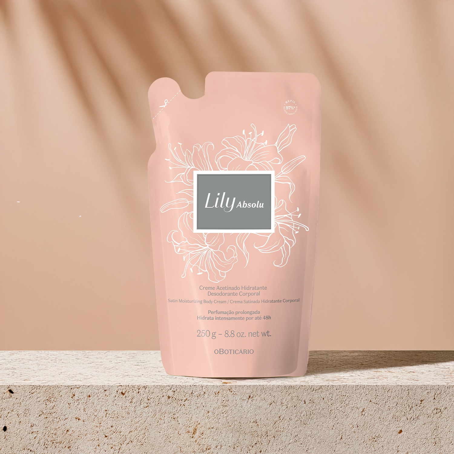 Refil Creme Acetinado Desodorante Hidratante Corporal Lily Absolu 250g