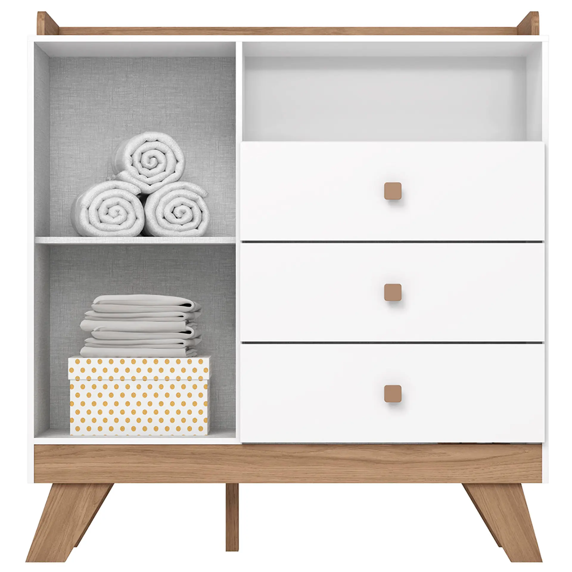 Quarto Infantil 3 Peças MDP MDF Henn Confete - Branco/Jequitiba HP