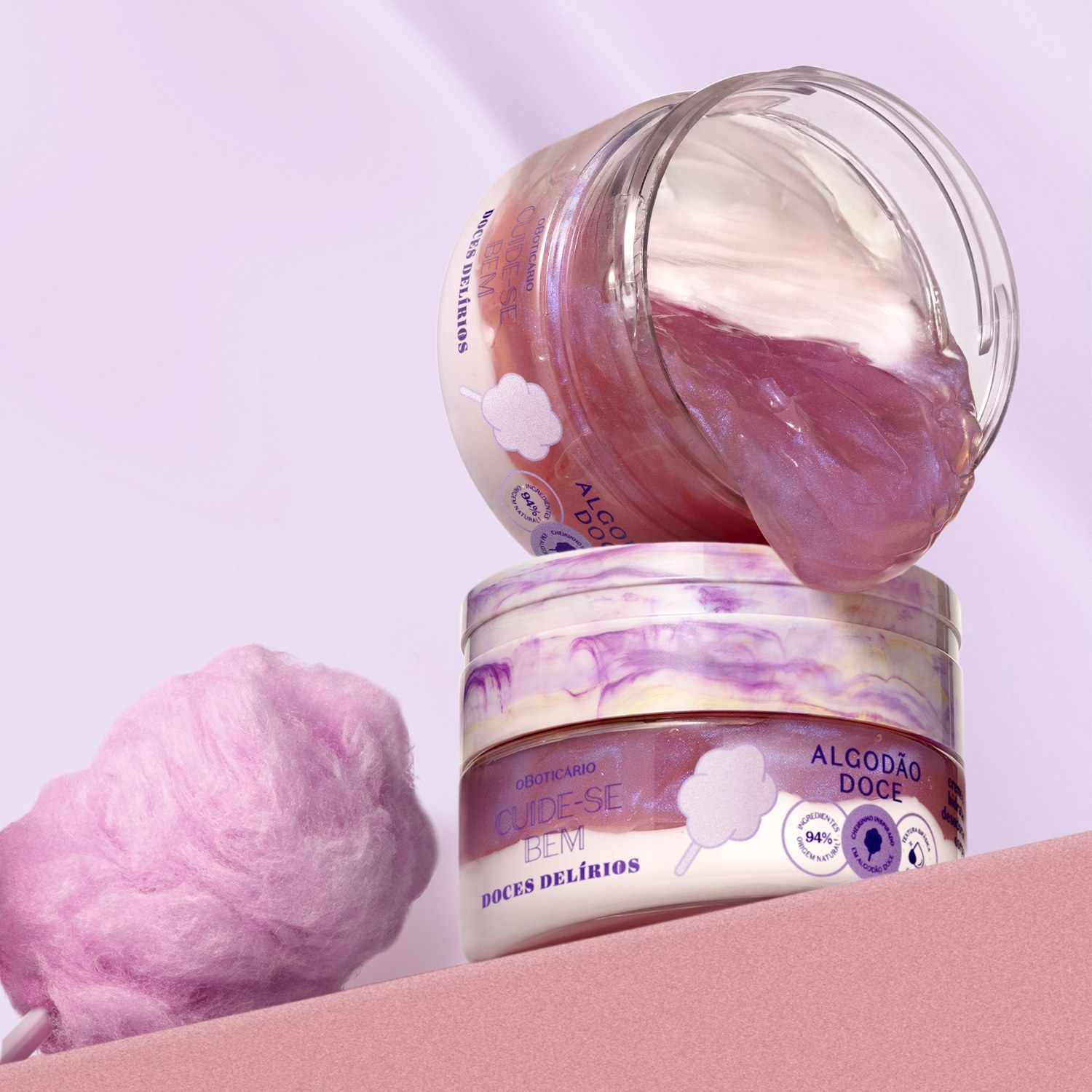 Creme Duo Desodorante Hidratante Corporal Cuide-se Bem Doces Delírios Algodão Doce 200g