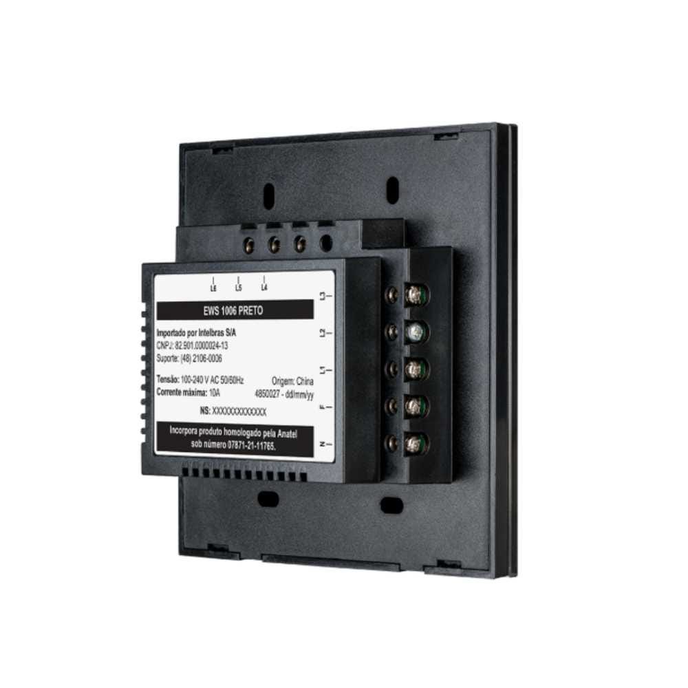 Interruptor Inteligente Wi-Fi Touch 6 Teclas EIW 1006 Preto Intelbras