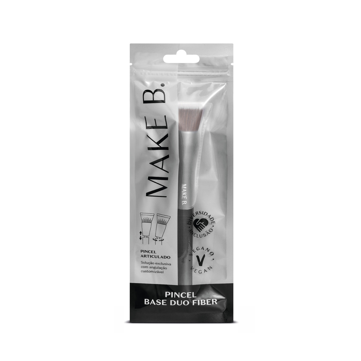 Pincel de Maquiagem Acessível Articulado Base Duo Fiber Make B.