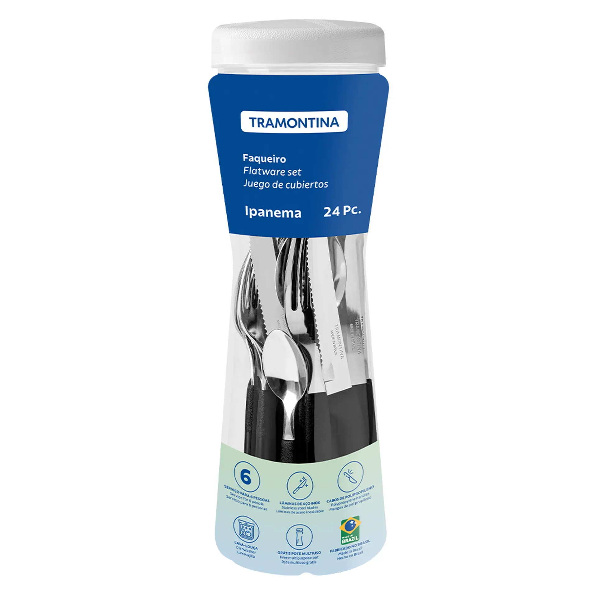 Faqueiro 24 Peças Tramontina Inox Ipanema - Preto