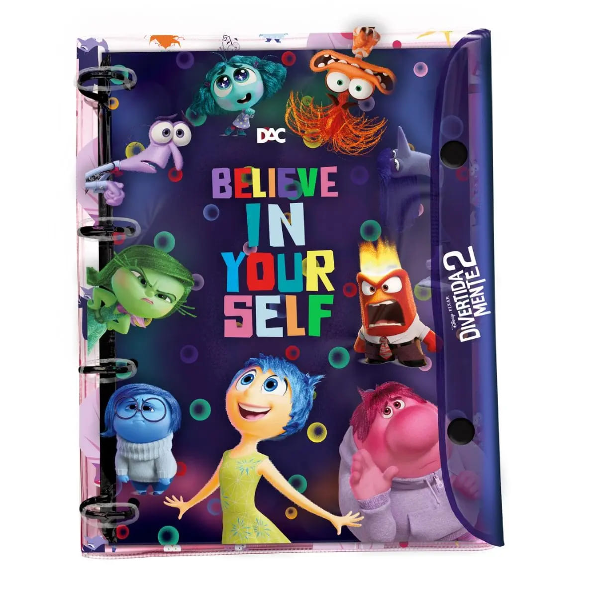 Fichário DAC Universitário Divertidamente Grande em PVC Cristal 192 Folhas