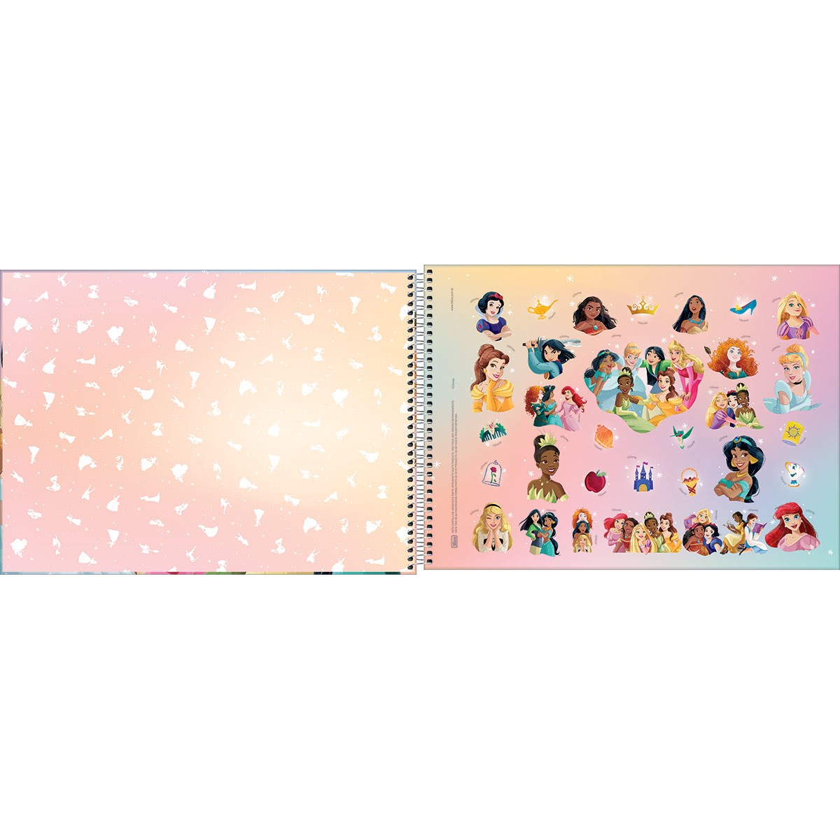 Caderno Cartografia Tilibra Princesas Espiral Capa Dura Sem Pauta 80 Folhas