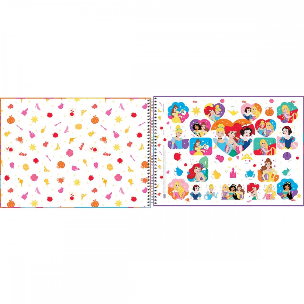 Caderno Cartografia Tilibra Princesas Espiral Capa Dura Sem Pauta 80 Folhas
