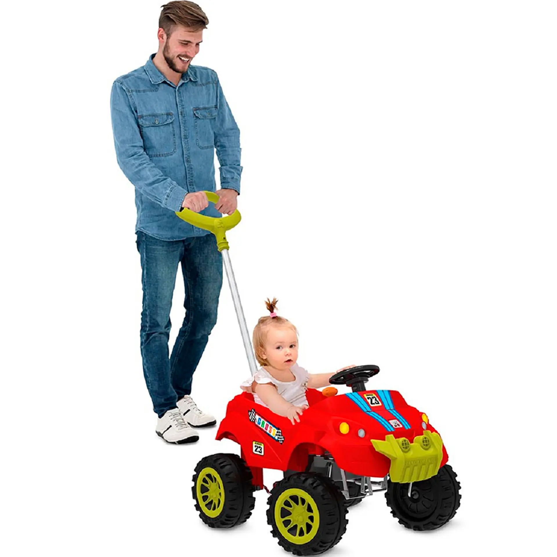 Carro de Passeio a Pedal Infantil Bandeirante BabyCross até 35 kg - Vermelho