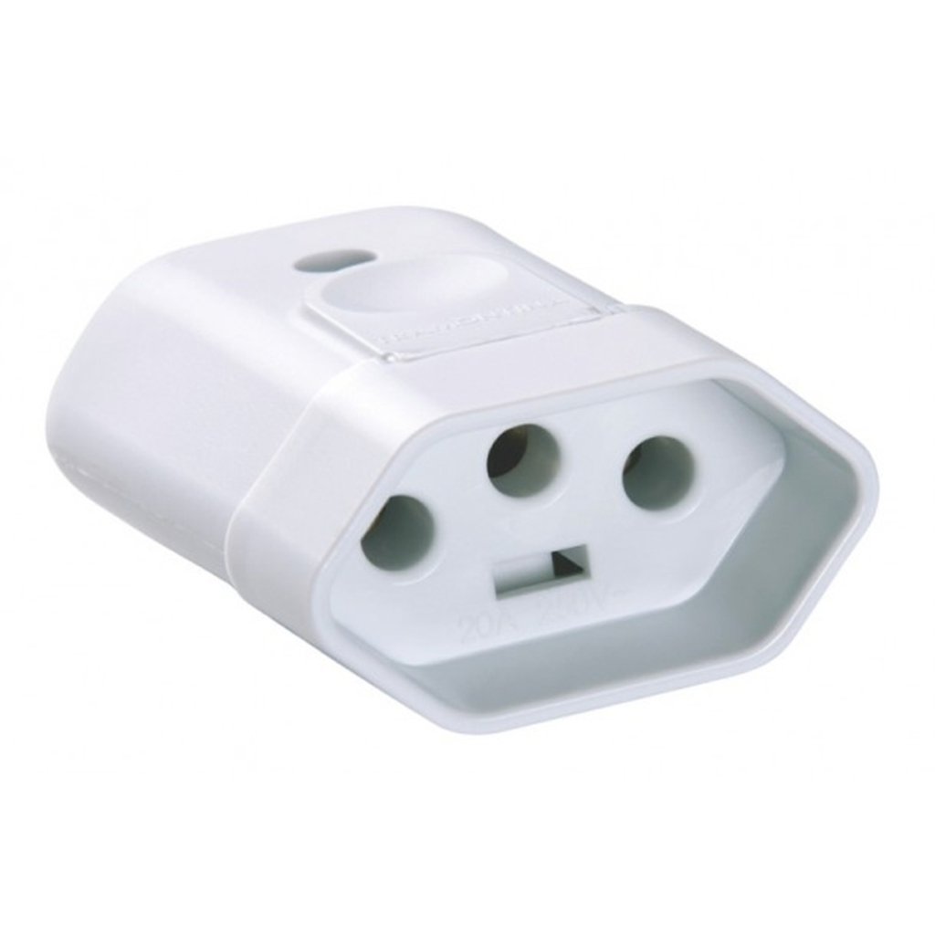 Plug Fêmea Tramontina 3 Pinos Redondo 20A Branco - 57402/055 - Unitário