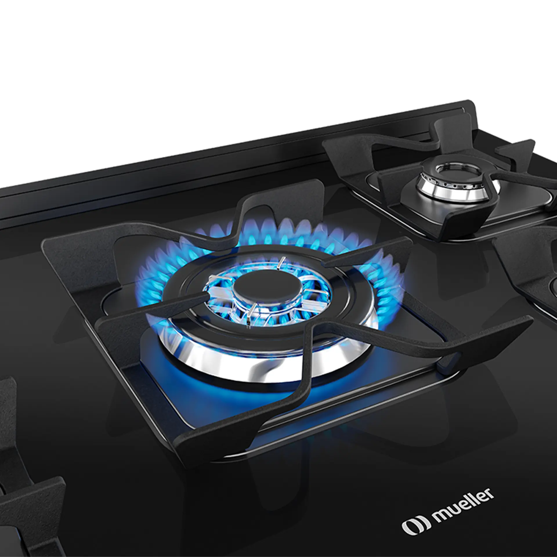 Fogão Mueller MFV5BF 5 Bocas Automático Mesa de Vidro Forno Total Clean - Titanium - Bivolt
