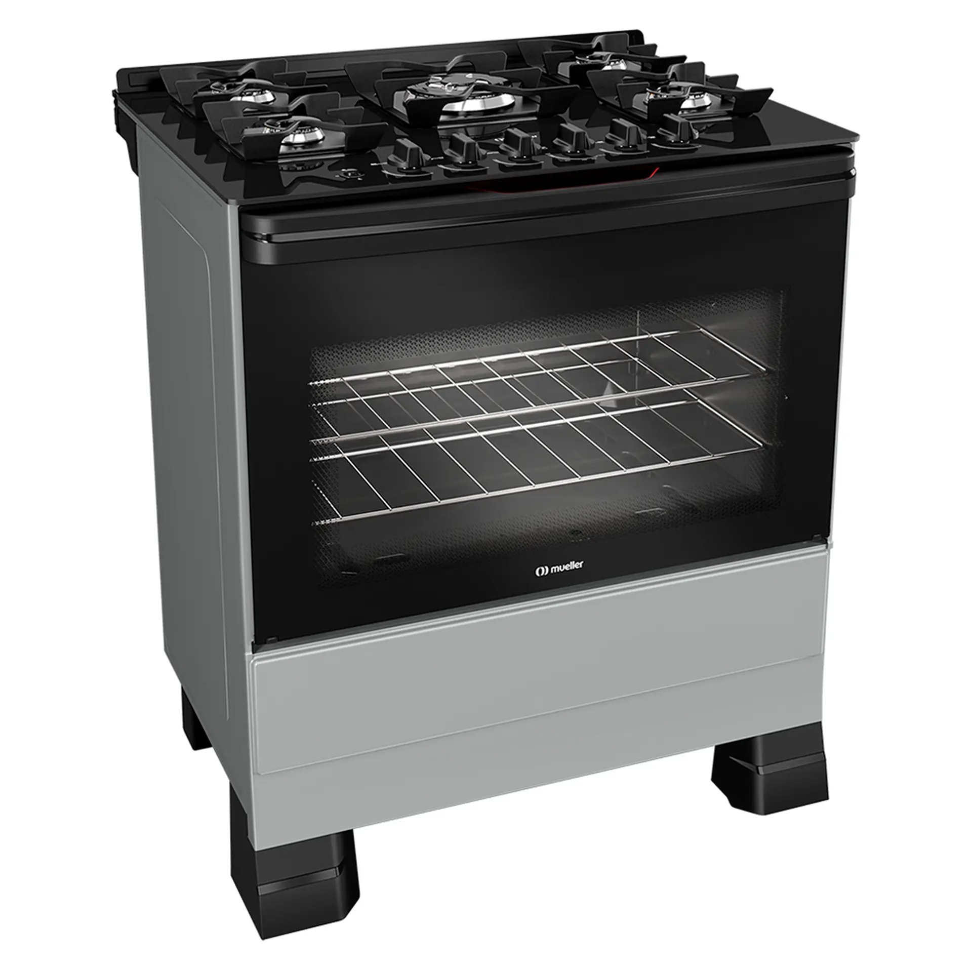 Fogão Mueller MFV5BF 5 Bocas Automático Mesa de Vidro Forno Total Clean - Titanium - Bivolt