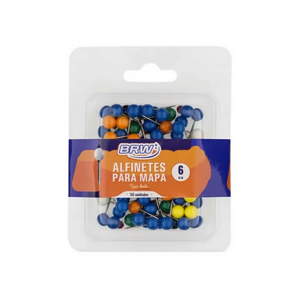 Alfinete Redondo 6mm Color BRW - Blister com 50 Unidades - AB0650