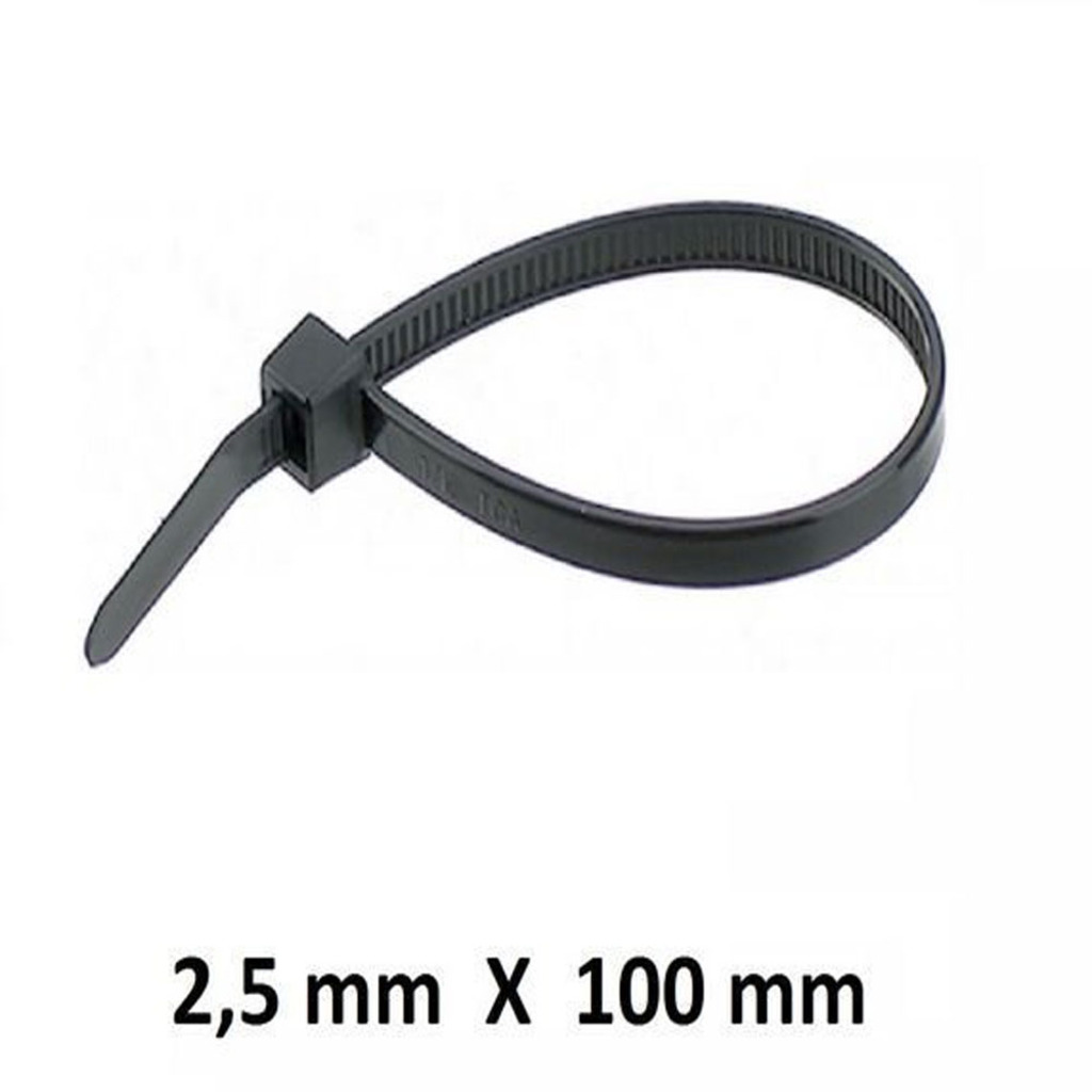 Abraçadeira Plástica Enerbras 2,5 x 100mm Preto A25-E100P - Pacote com 100 Unidades
