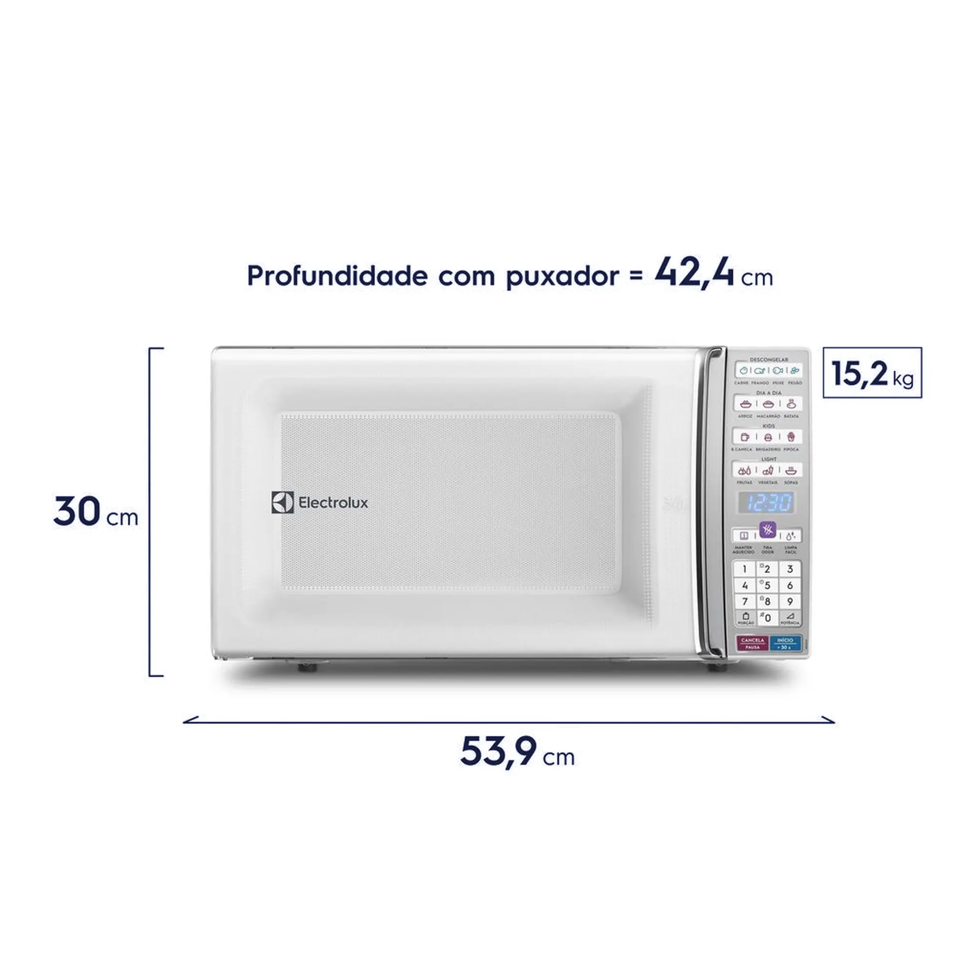 Micro-ondas Bancada Electrolux 34L Função Tira Odor e Manter Aquecido MEO44 - Branco - 110 Volts