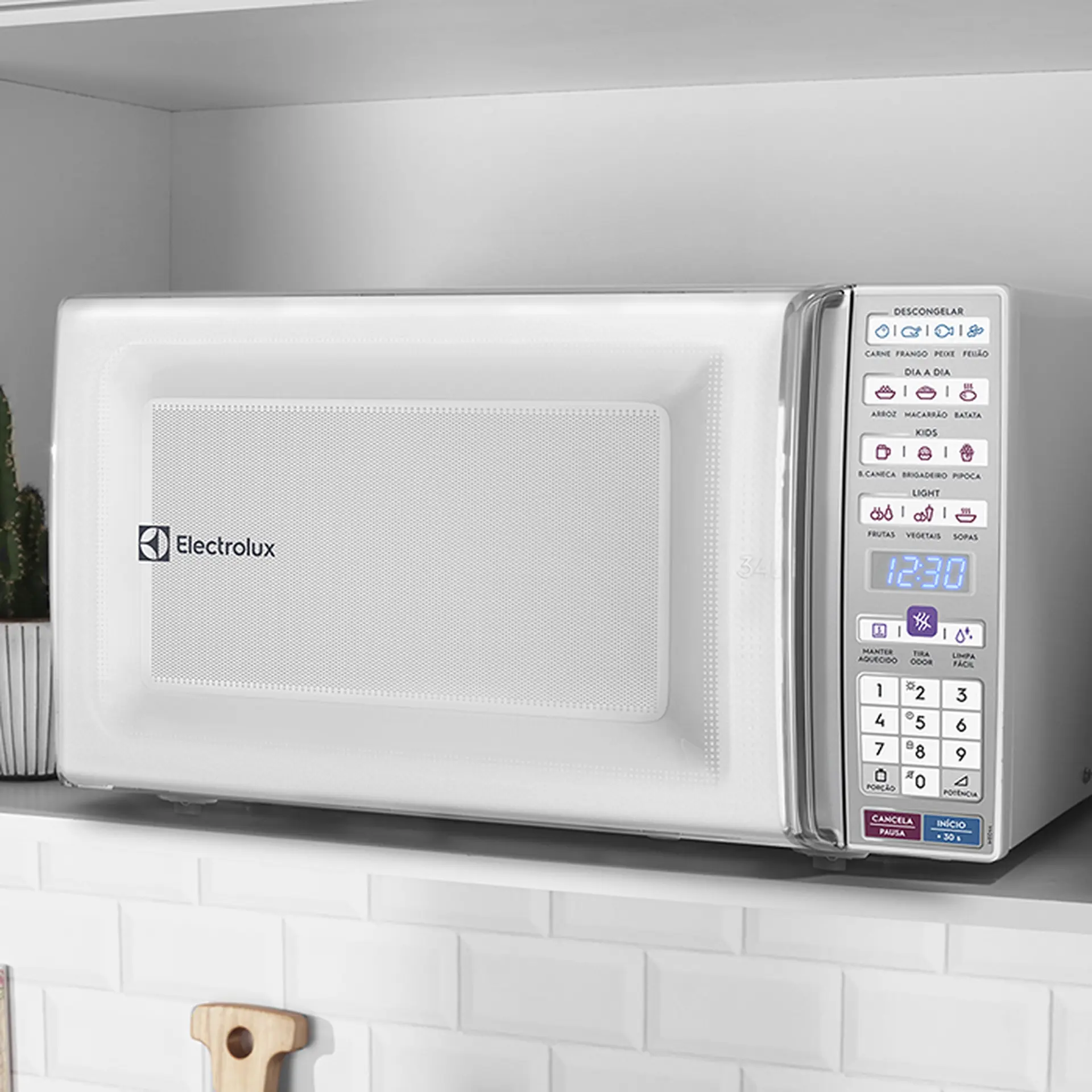 Micro-ondas Bancada Electrolux 34L Função Tira Odor e Manter Aquecido MEO44 - Branco - 110 Volts