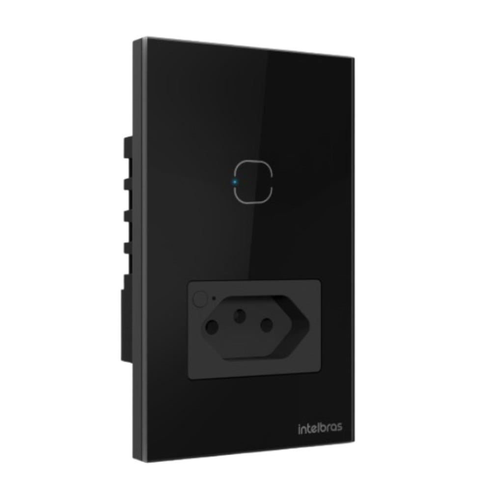 Tomada e Interruptor Inteligente 1 Tecla Wi-Fi ETW 2001 Preta Intelbras