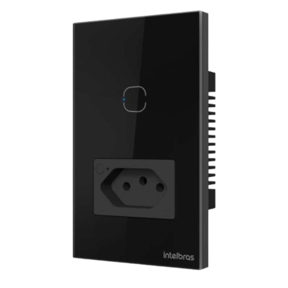 Tomada e Interruptor Inteligente 1 Tecla Wi-Fi ETW 2001 Preta Intelbras