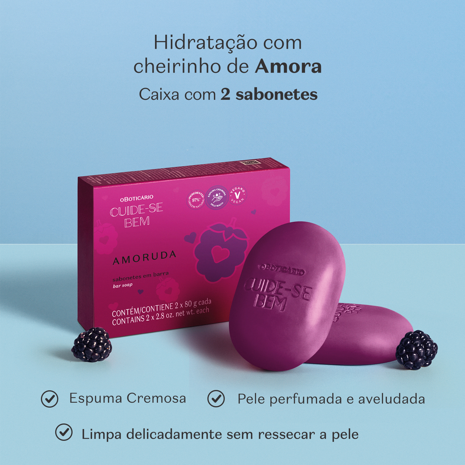 Kit Sabonetes Em Barra Cuide-se Bem Amoruda 2x80g