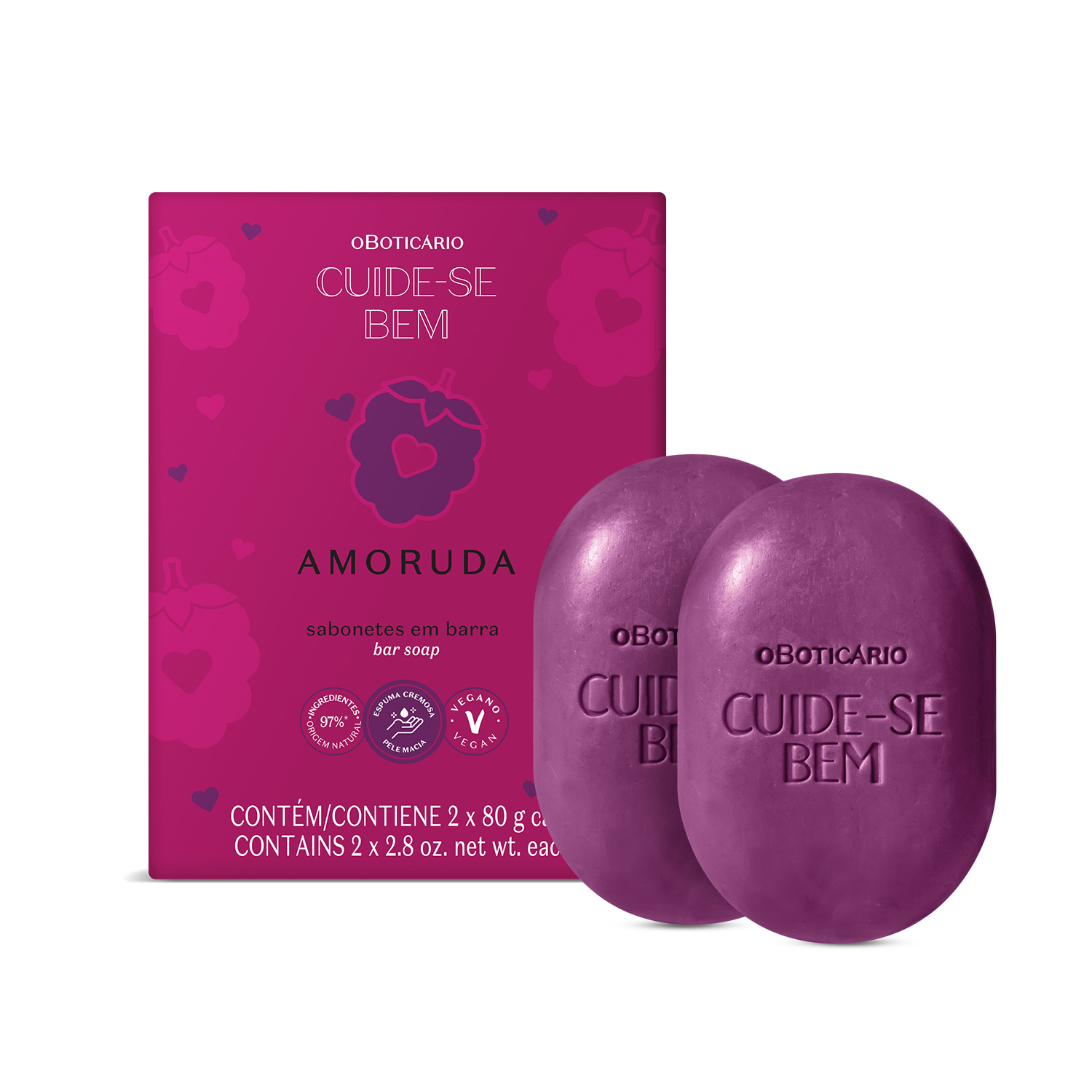 Kit Sabonetes Em Barra Cuide-se Bem Amoruda 2x80g