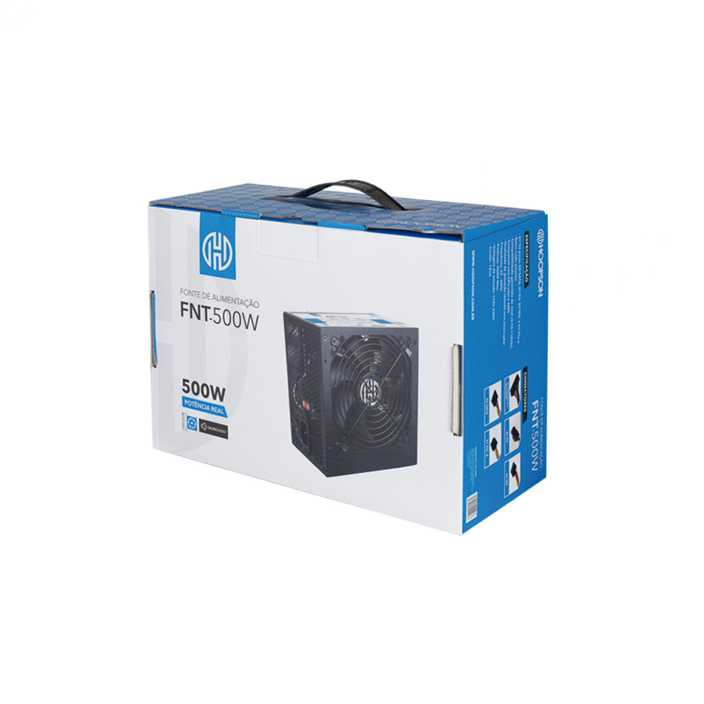Fonte para Micro Computador ATX 500W Real Hoopson FNT-500W com Cabo de Força