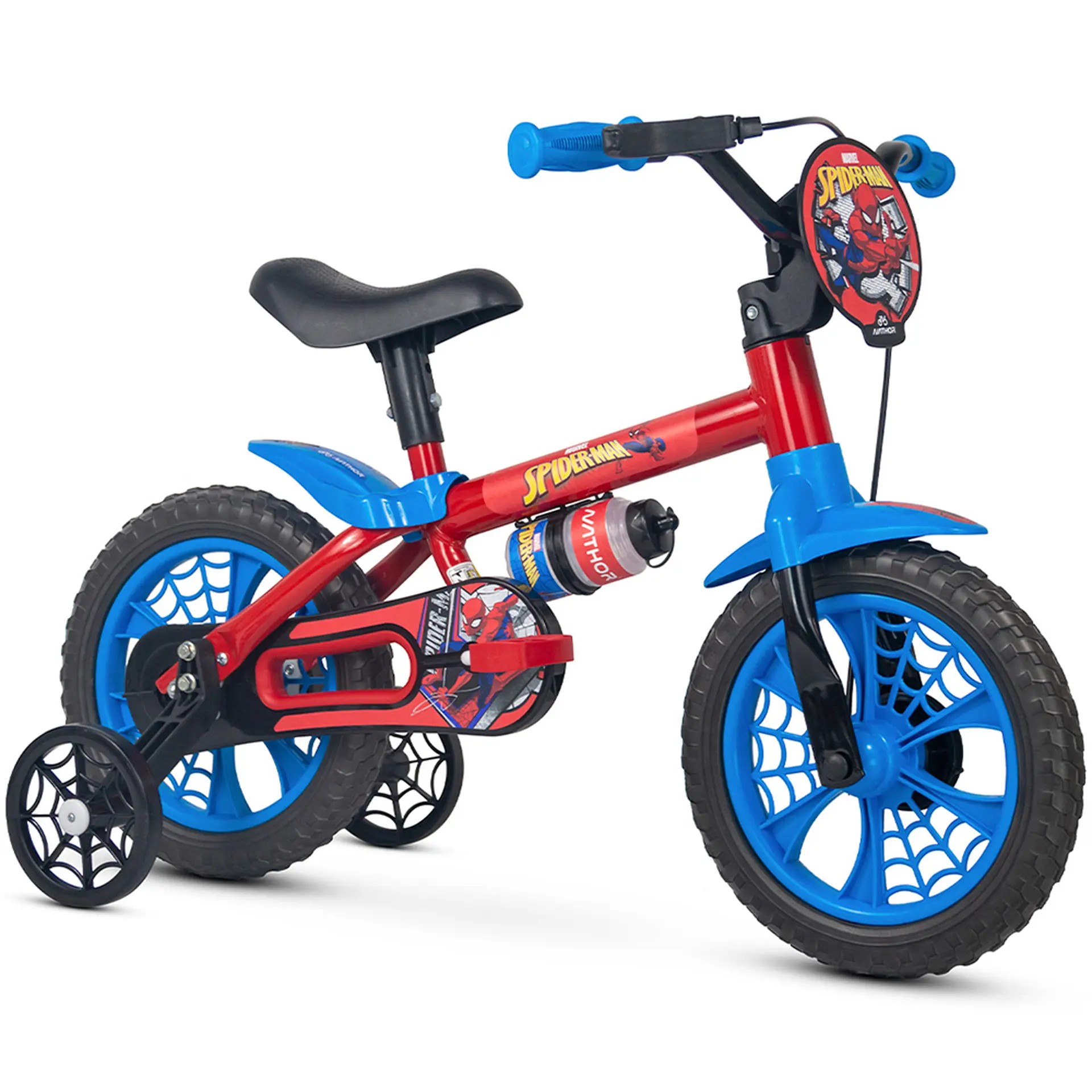 Bicicleta Infantil Aro 12 Nathor Spider Man Freio Tambor - Vermelho/Azul
