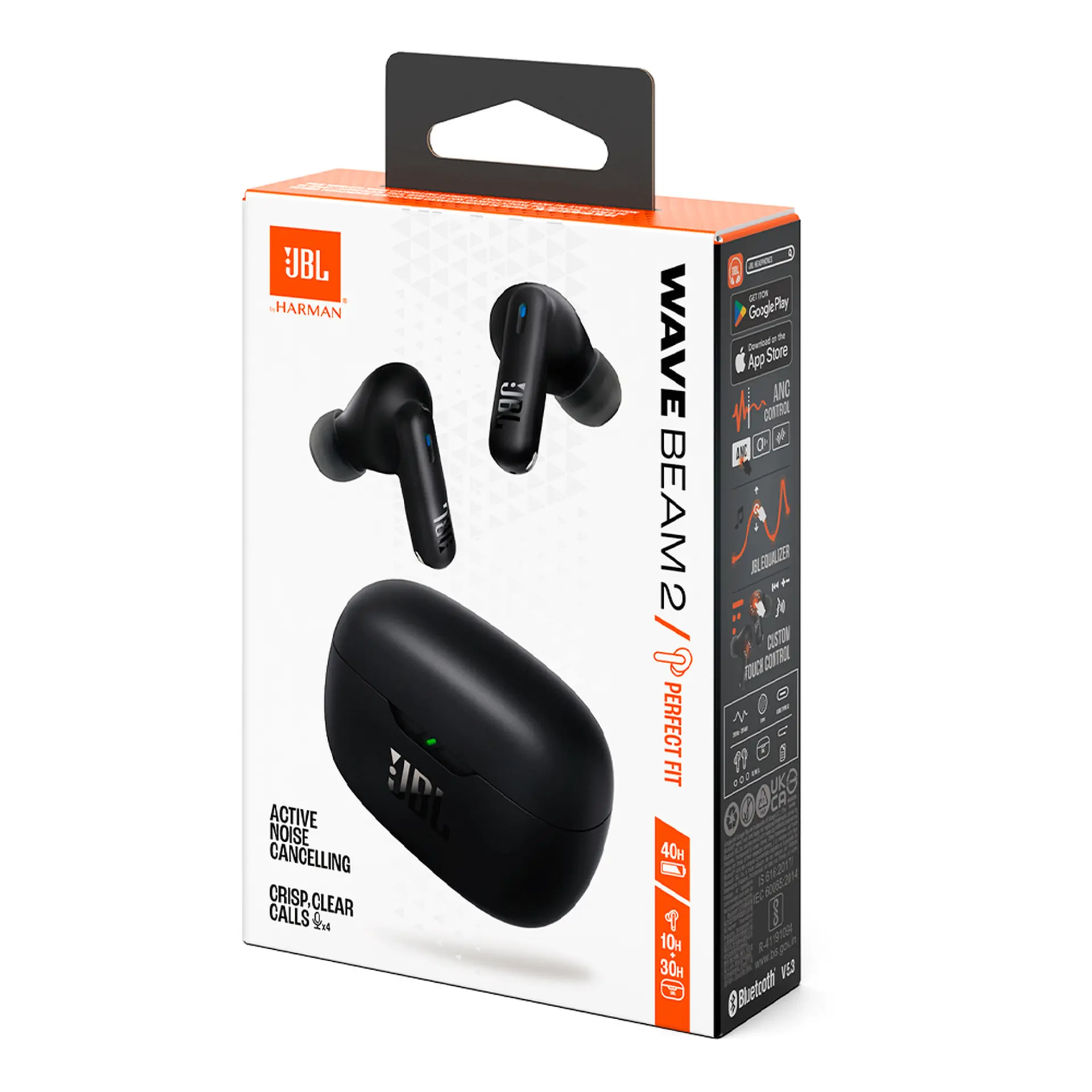 Fone de Ouvido JBL Wave Beam 2 Sem Fio Bluetooth - Preto