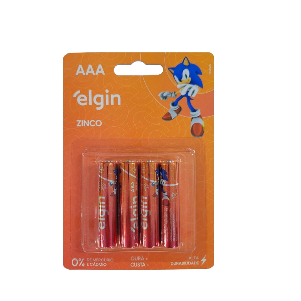 Pilha Comum AAA Elgin - 82186 - Blister com 4 Pilhas