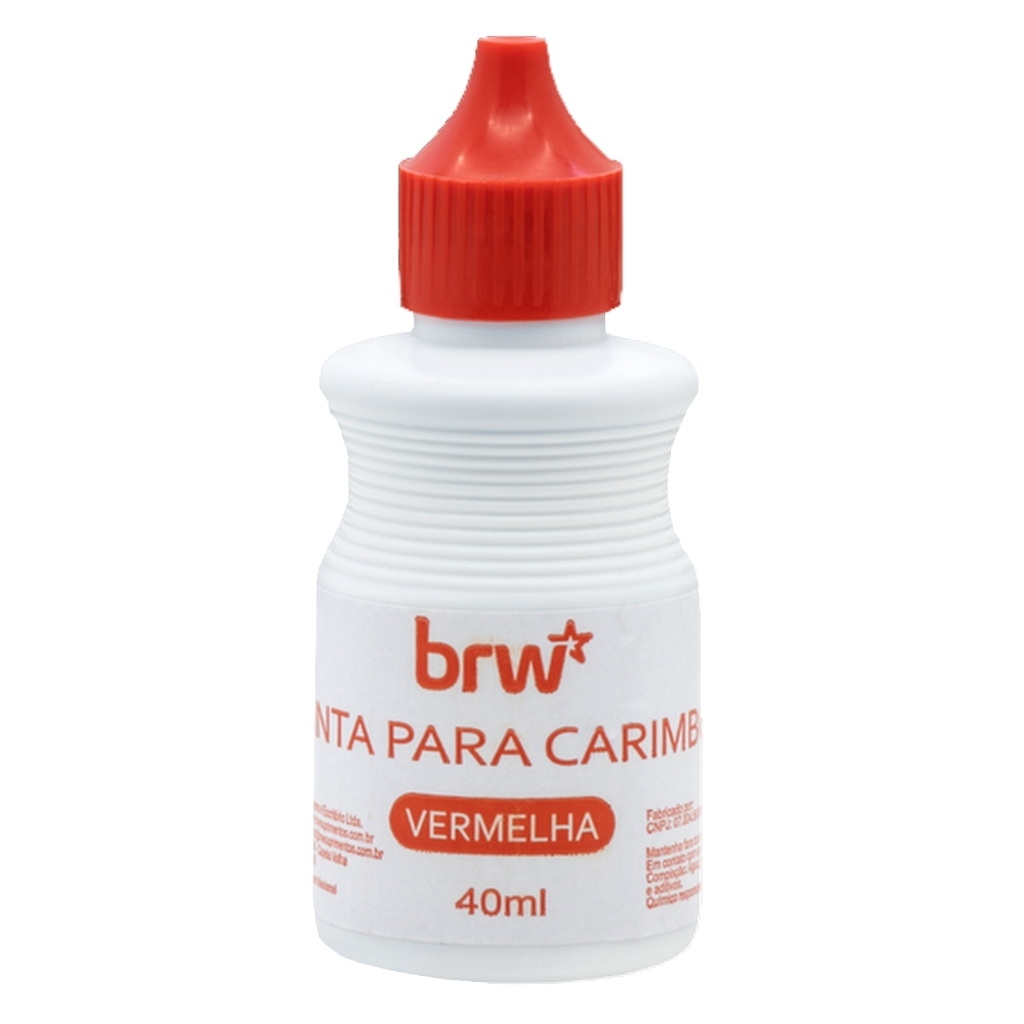 Tinta para Carimbo 40ml Caixa com 3 Unidades Vermelho - Brw - CB1003