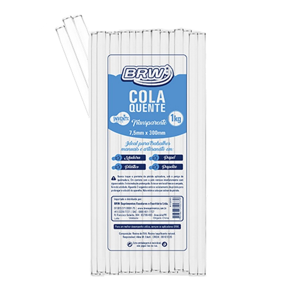 Bastão de Cola Quente 7,5mm Fino Pacote com 1Kg - BRW - CQQ2003