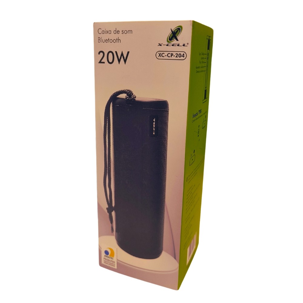 Caixa de Som Portátil X-Cell 20W Bluetooth Lanterna USB Auxiliar FM TF TWS Preto XCCP204