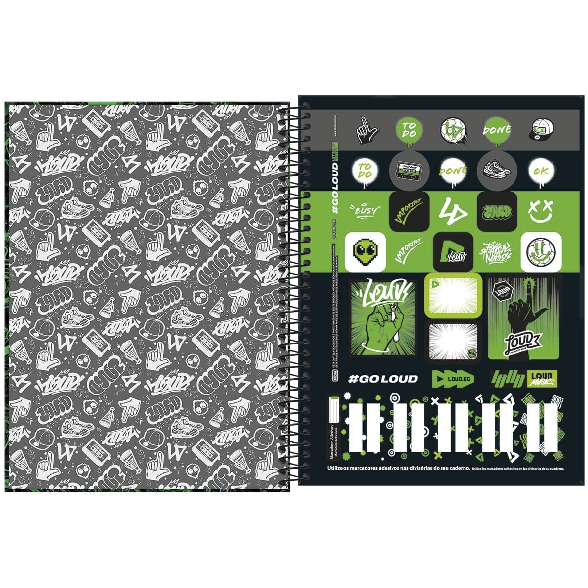 Caderno Espiral Tilibra Capa Dura Universitário Loud 80 Folhas 1x1 Sortido