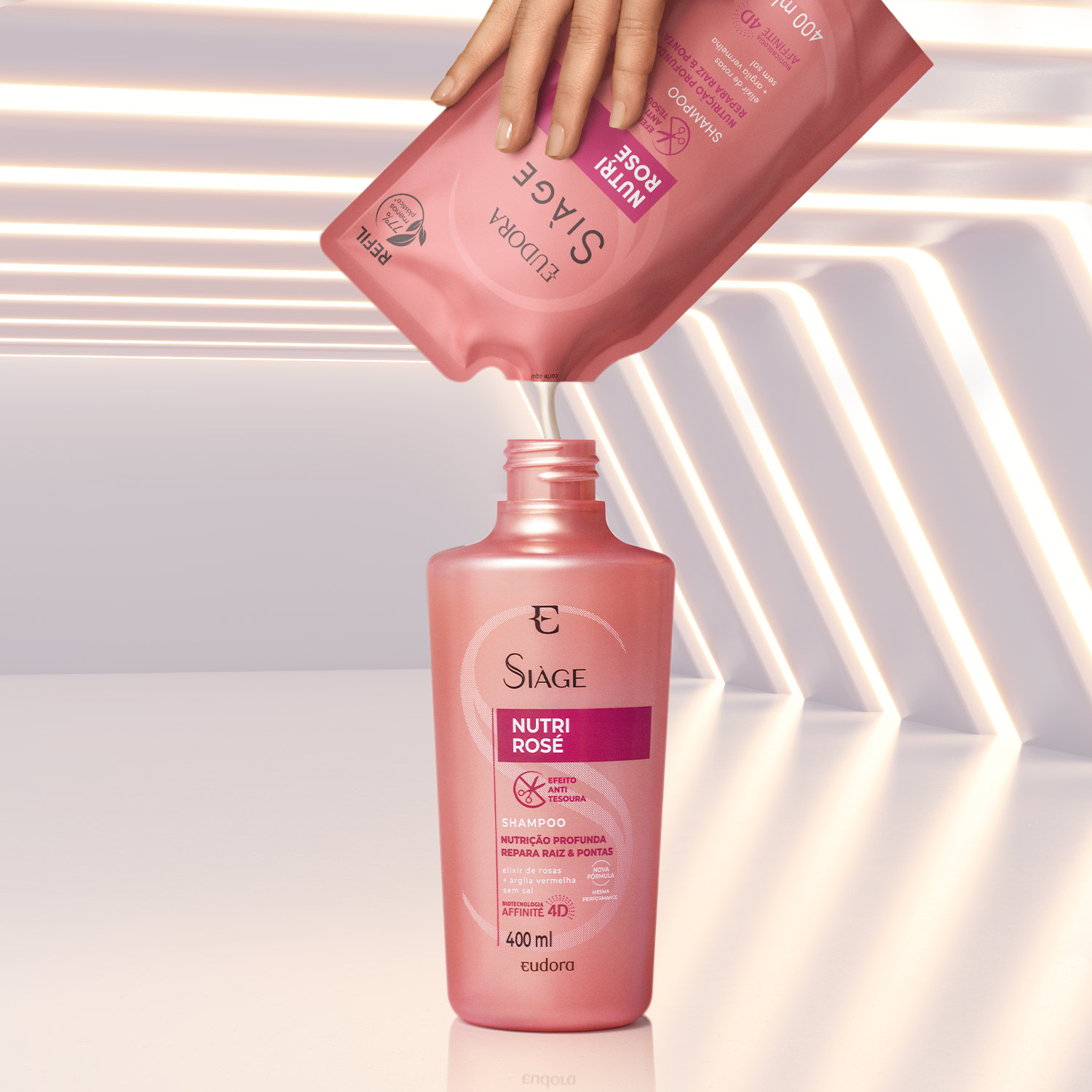 Combo Siàge Nutri Rose: Shampoo 400ml + Refil 400ml