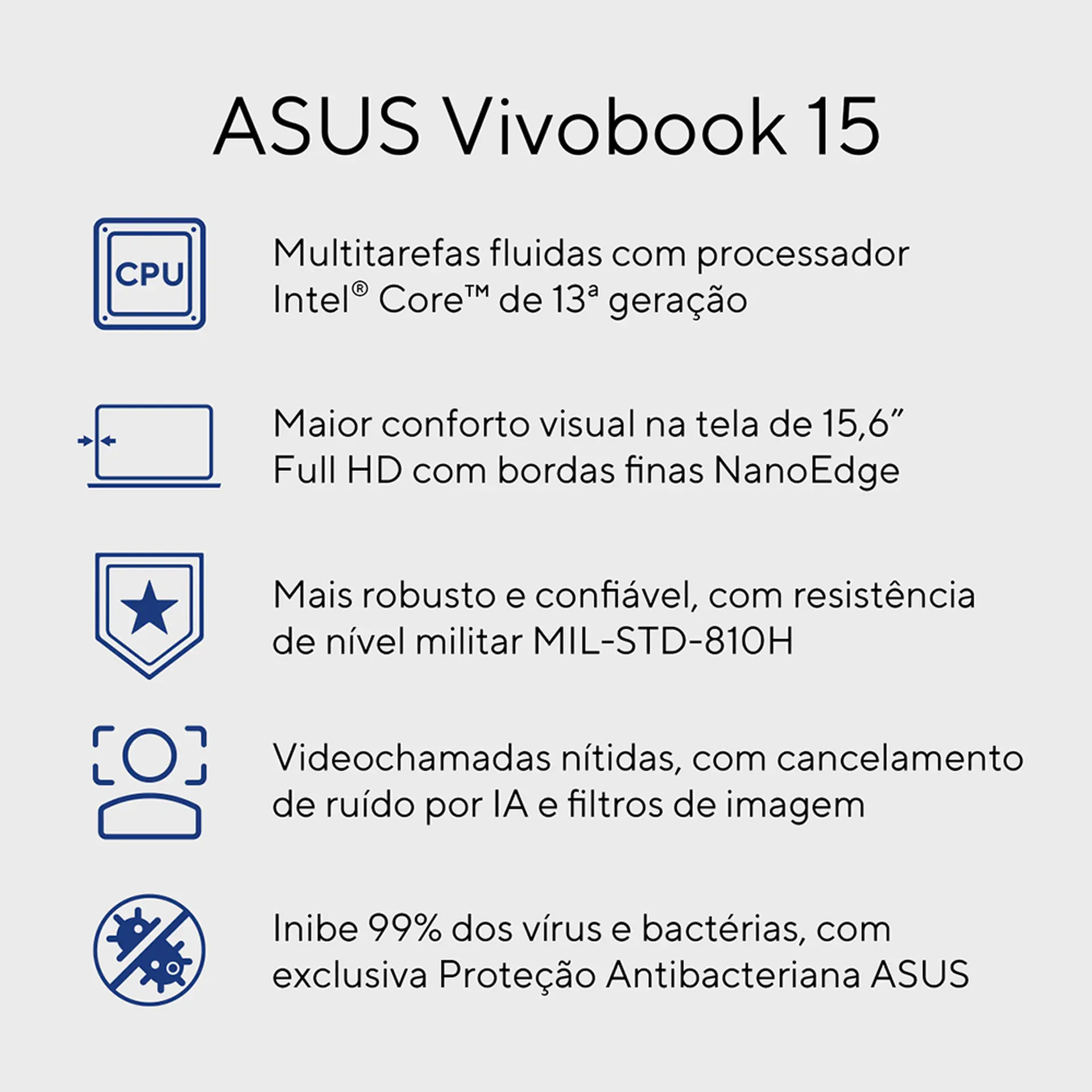 Notebook Asus 15.6" i5 W11 8GB 256GB SSD - Prata - Bivolt