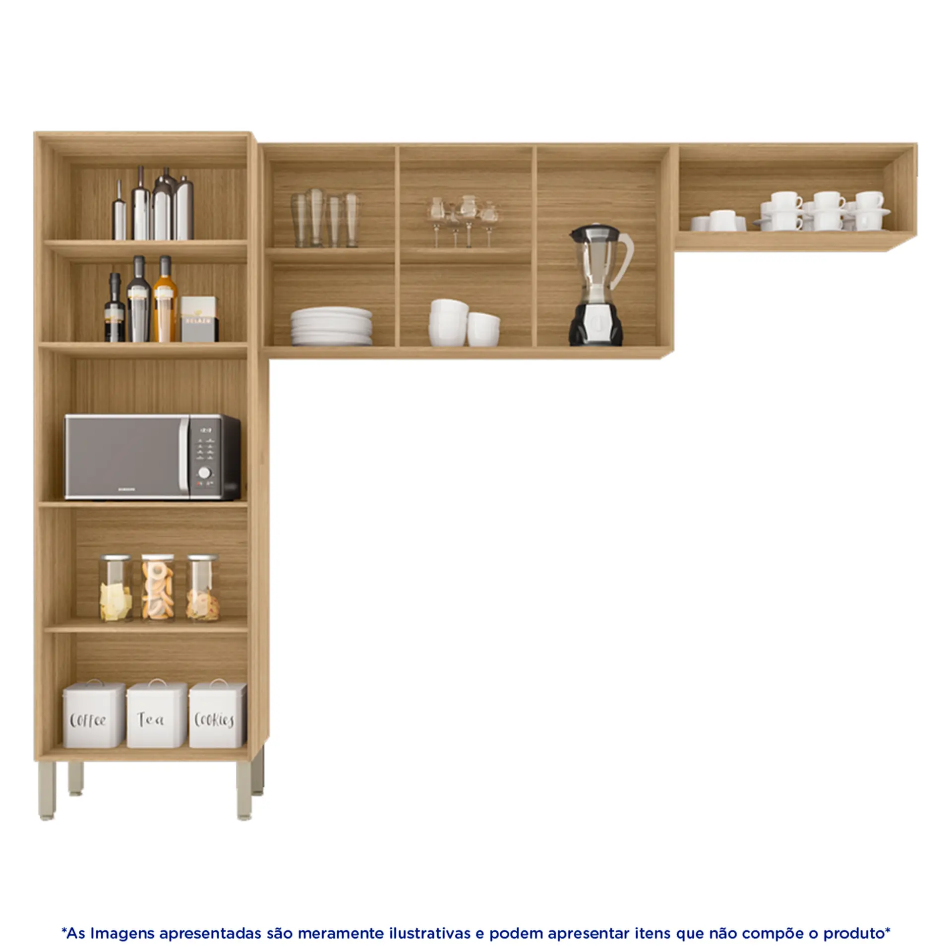 Cozinha Compacta 9 Portas Versalhes Kit's Paraná - Freijo gris