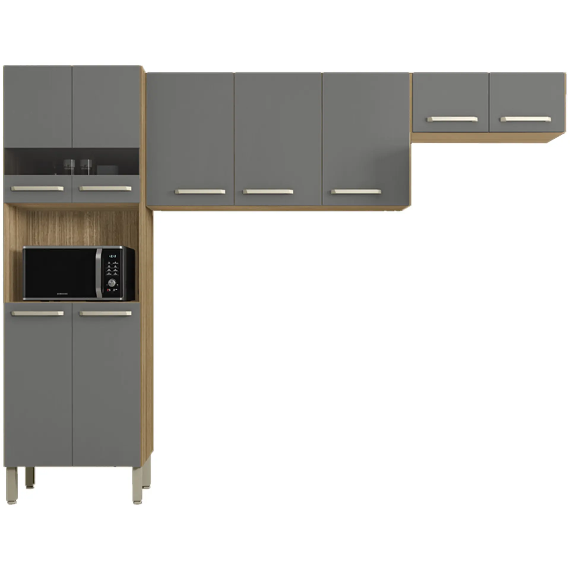 Cozinha Compacta 9 Portas Versalhes Kit's Paraná - Freijo gris