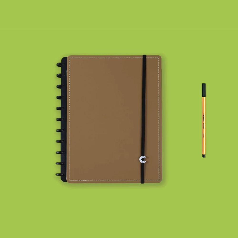 Caderno Inteligente Caramel Grande 60 Folhas com Pauta 20 Folhas sem Pauta