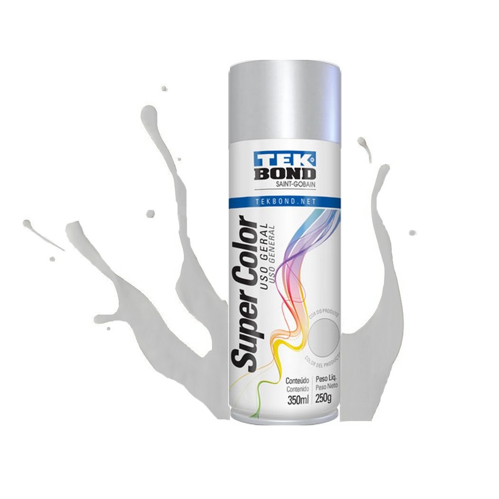 Tinta Spray Super Color Aluminio Uso Geral 350ml/250g - Tekbond - 69957327106