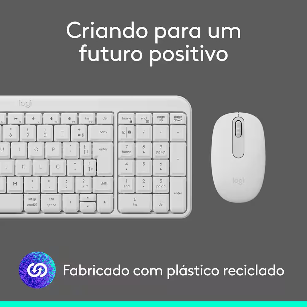 Kit Teclado + Mouse sem Fio Logitech MK250 Branco 920013517
