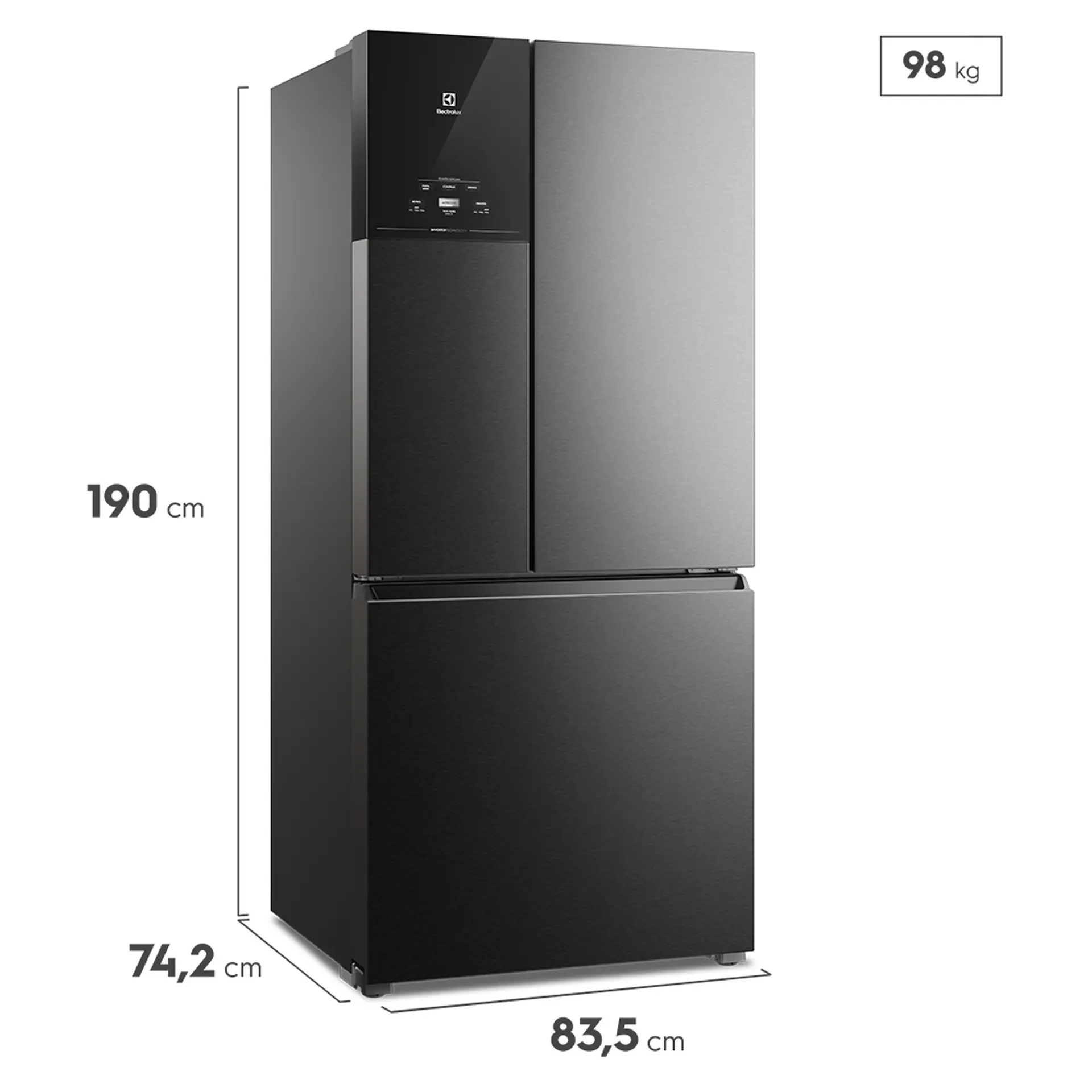 Geladeira Electrolux 590L Frost Free Inverter French Door com AutoSense IM8B - Preto - 110 Volts