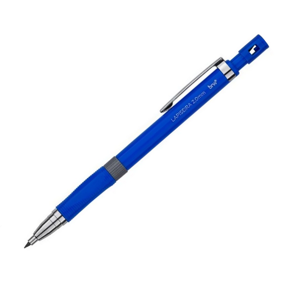 Lapiseira Plástica 2.0mm Preta e Azul BRW 12 Unidades LP2012