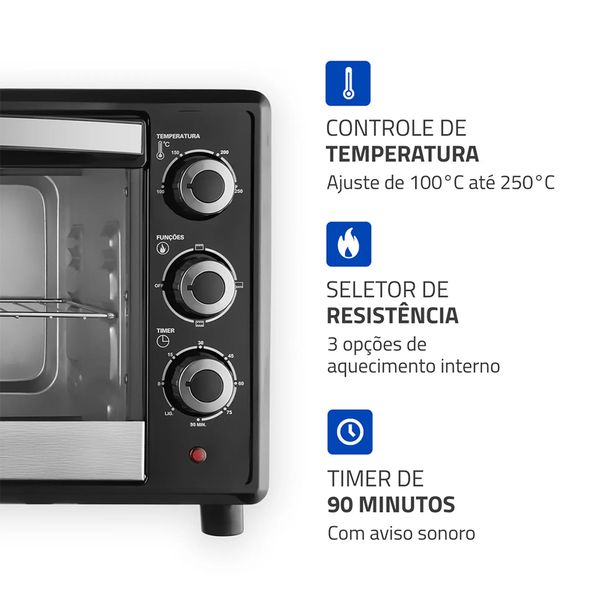 Forno Elétrico de Bancada Mondial Family II 42L 1600W RN-42-B - Preto - 110 Volts