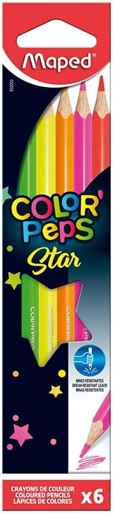 Lápis de Cor Maped Color Peps Fluo 6 Cores Neon