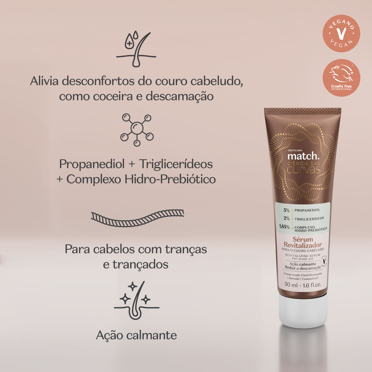 Sérum Revitalizador Para o Couro Cabeludo Match Ciência das Curvas 50ml