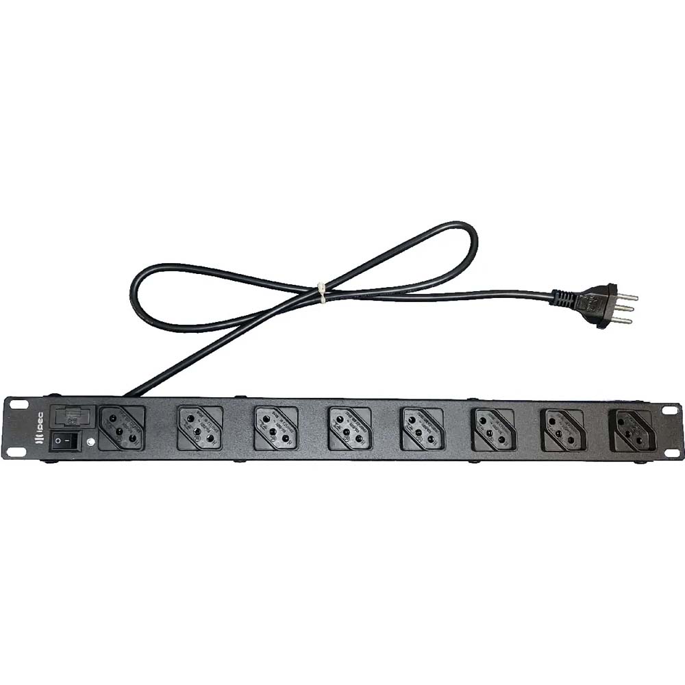 Régua para Rack 19" 8 Tomadas 10A Cabo 1,10m Preto Ipec A2293