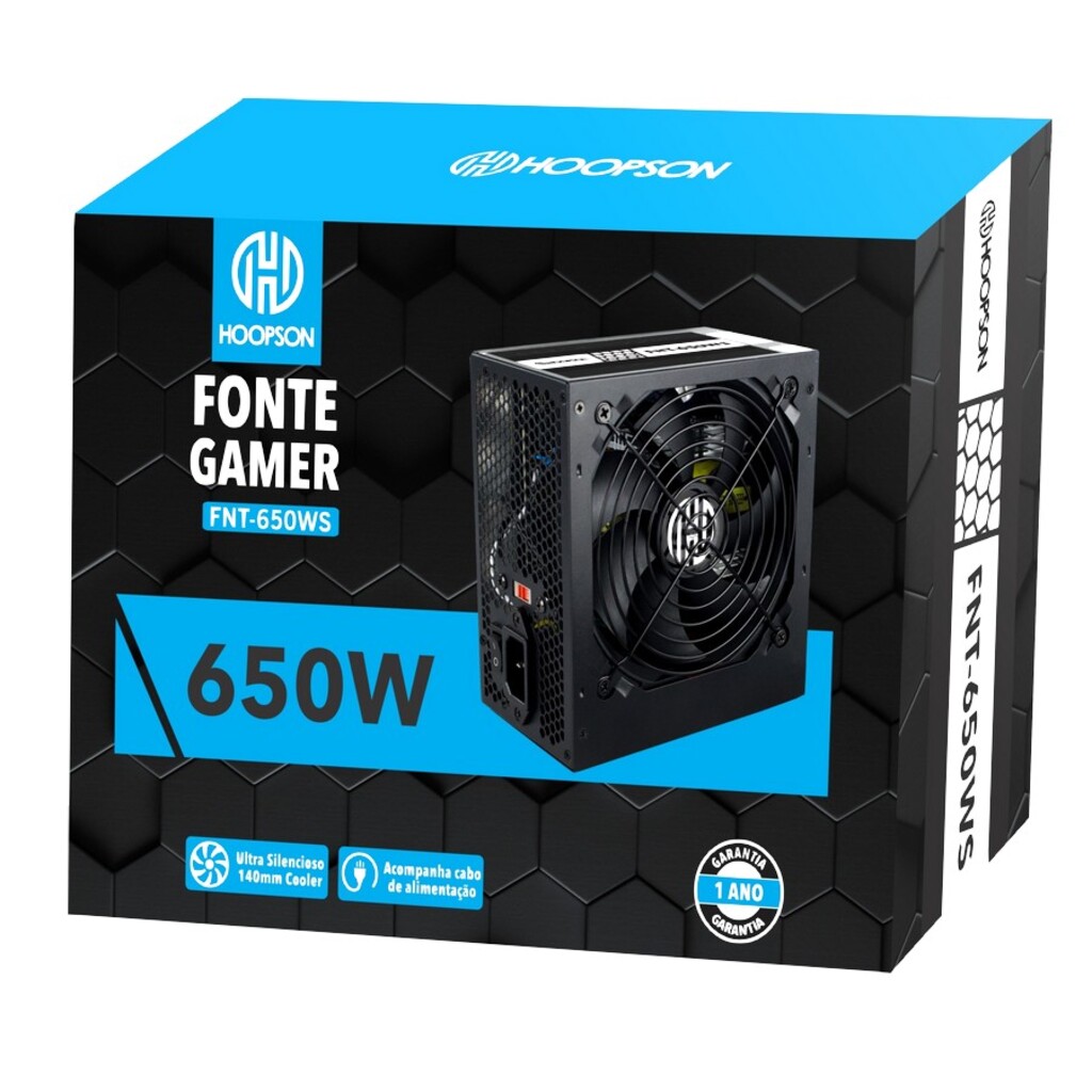 Fonte para Micro Computador ATX 650W Real Hoopson  FNT-650WS