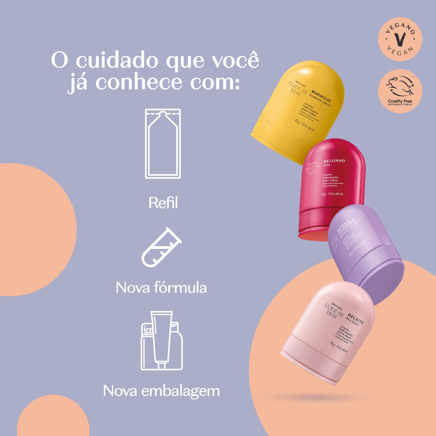 Creme Hidratante para Mãos Cuide-se Bem Beijinho 45g