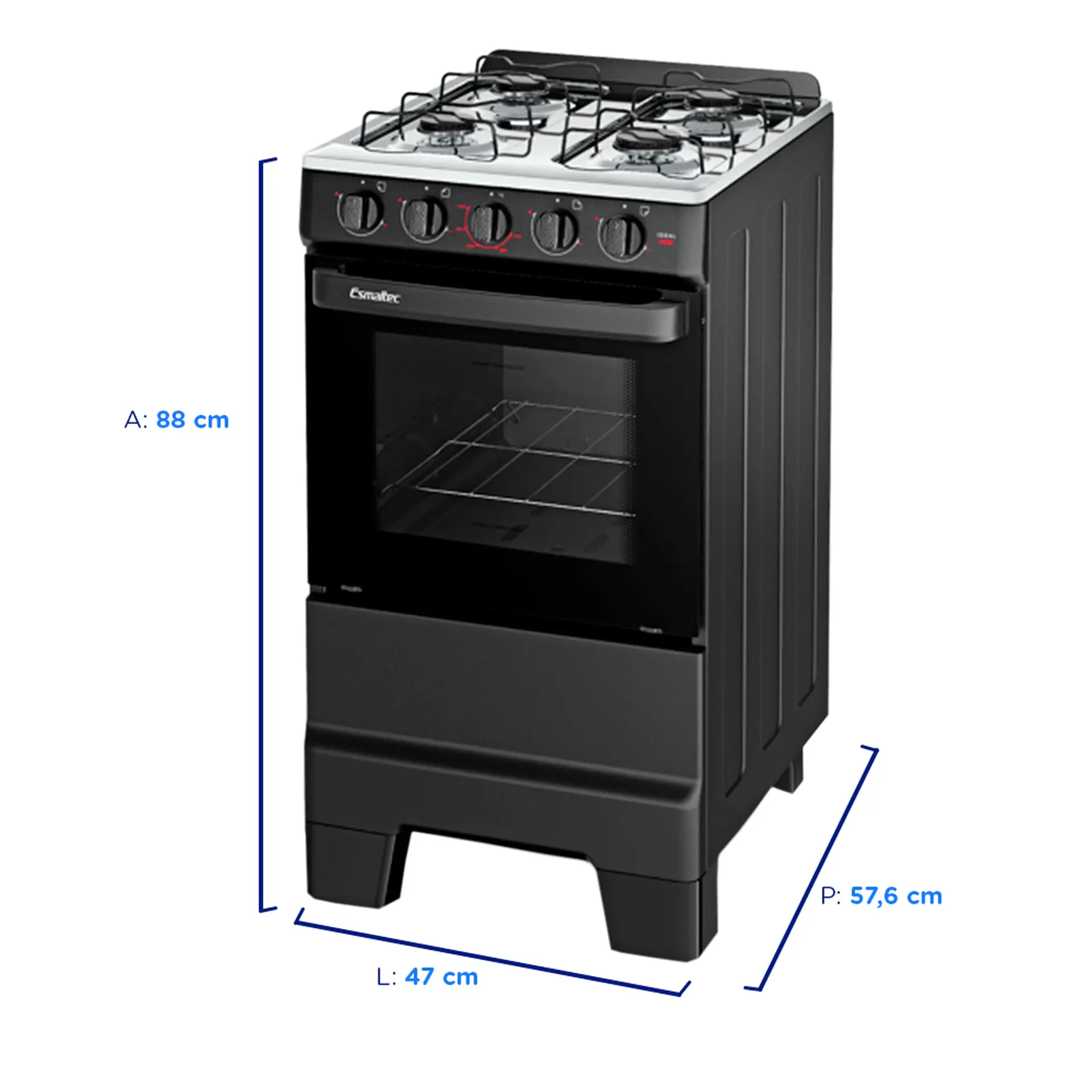 Fogão Esmaltec Ideal Pop 4 Bocas Acendimento Manual - Preto