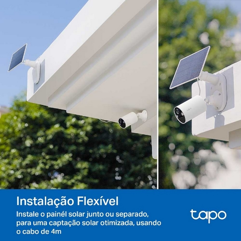 Câmera CFTV WiFi Tp-Link Externa TAPO C410 KIT Tapo 2K 3MP Áudio e Slot MicroSD Google Assistant Alexa Kit Painel Solar